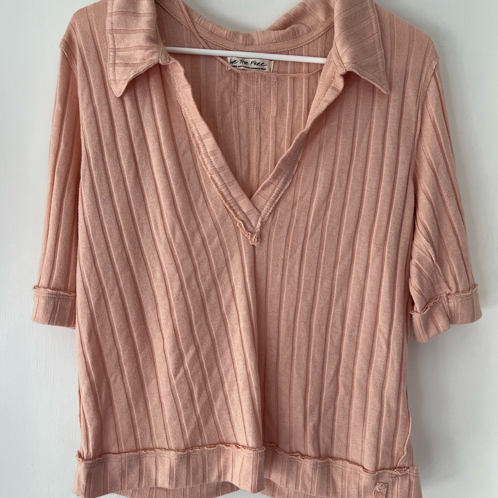 We the Free Ribbed V-Neck Top